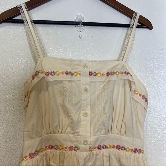 Cider Dress Womens Size L Large Ivory Embroidered Minimalist Cottagecore - Picture 5 of 13